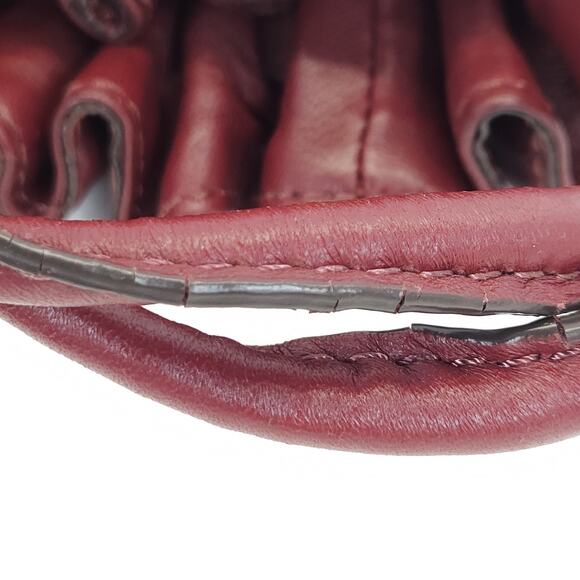 Adrienne Vittadini Hobo Bag Burgundy Leather Shoulder Slouchy Pocket Boho Y2K - Picture 12 of 14